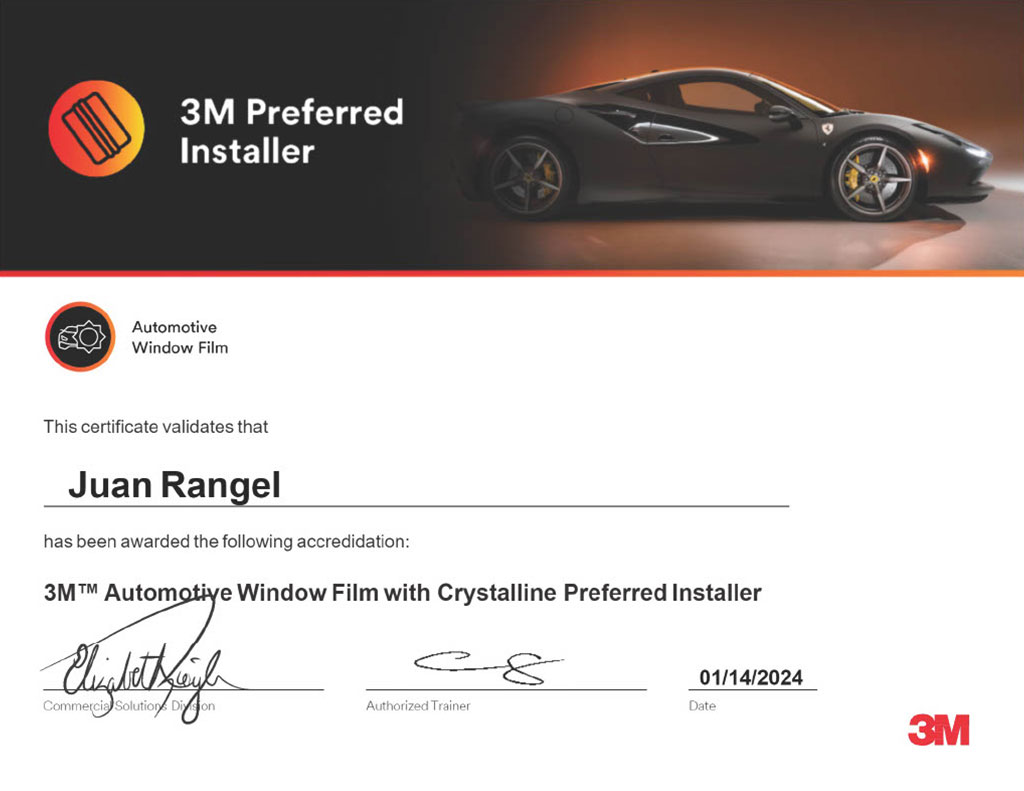 3M preferred Installer certificate